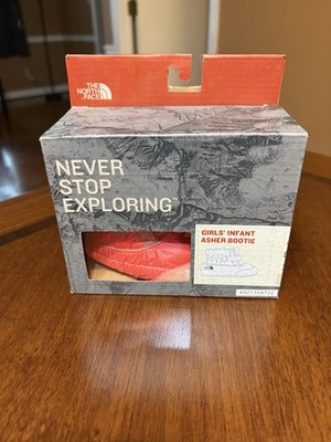 The North Face Girls Infant Asher Bootie Sz 12-18 Months  Shiny Rocket Red
