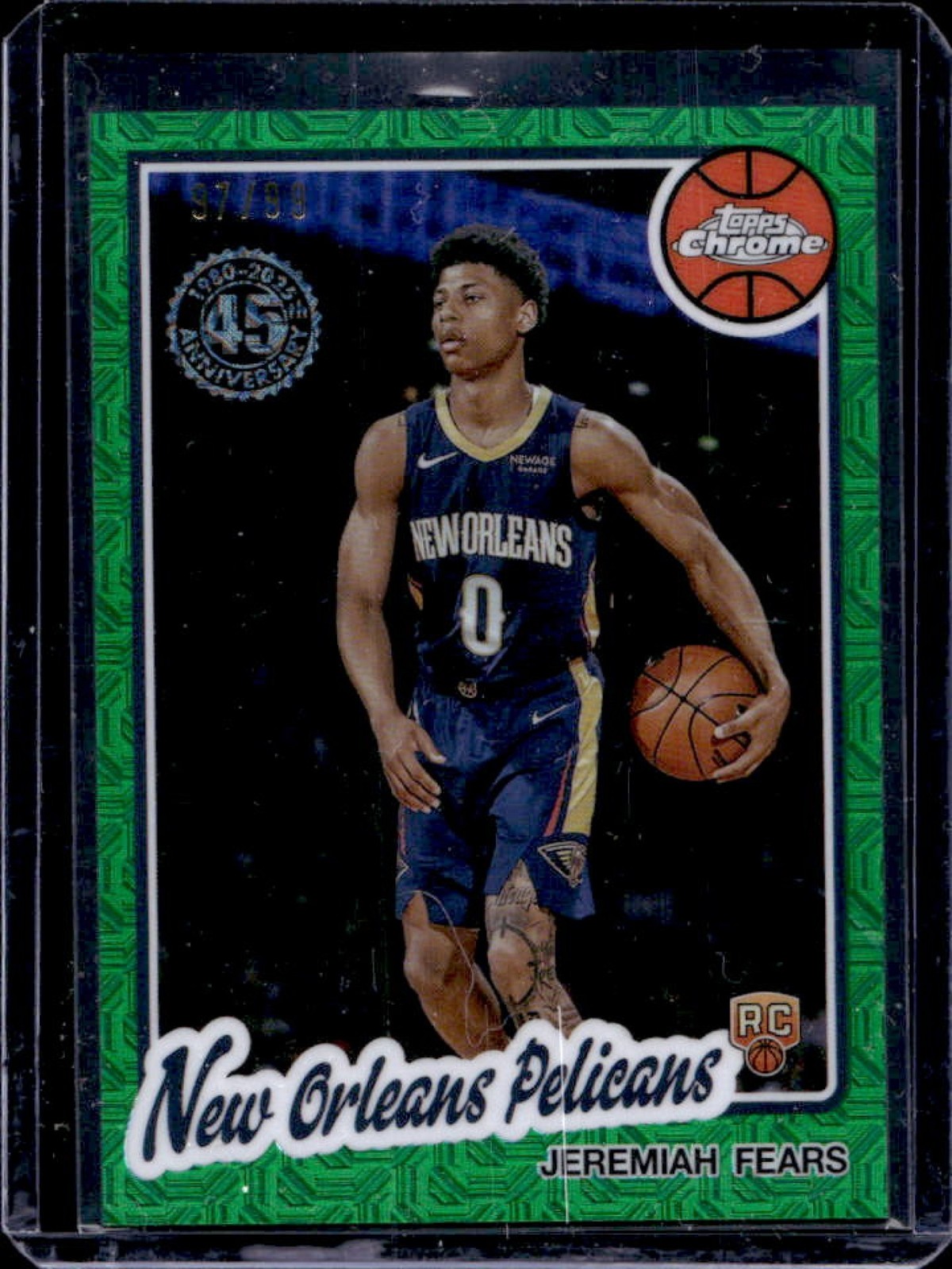 2025-26 Topps Jeremiah Fears 1980-81 Chrome RC Green Mojo Refractor #97/99