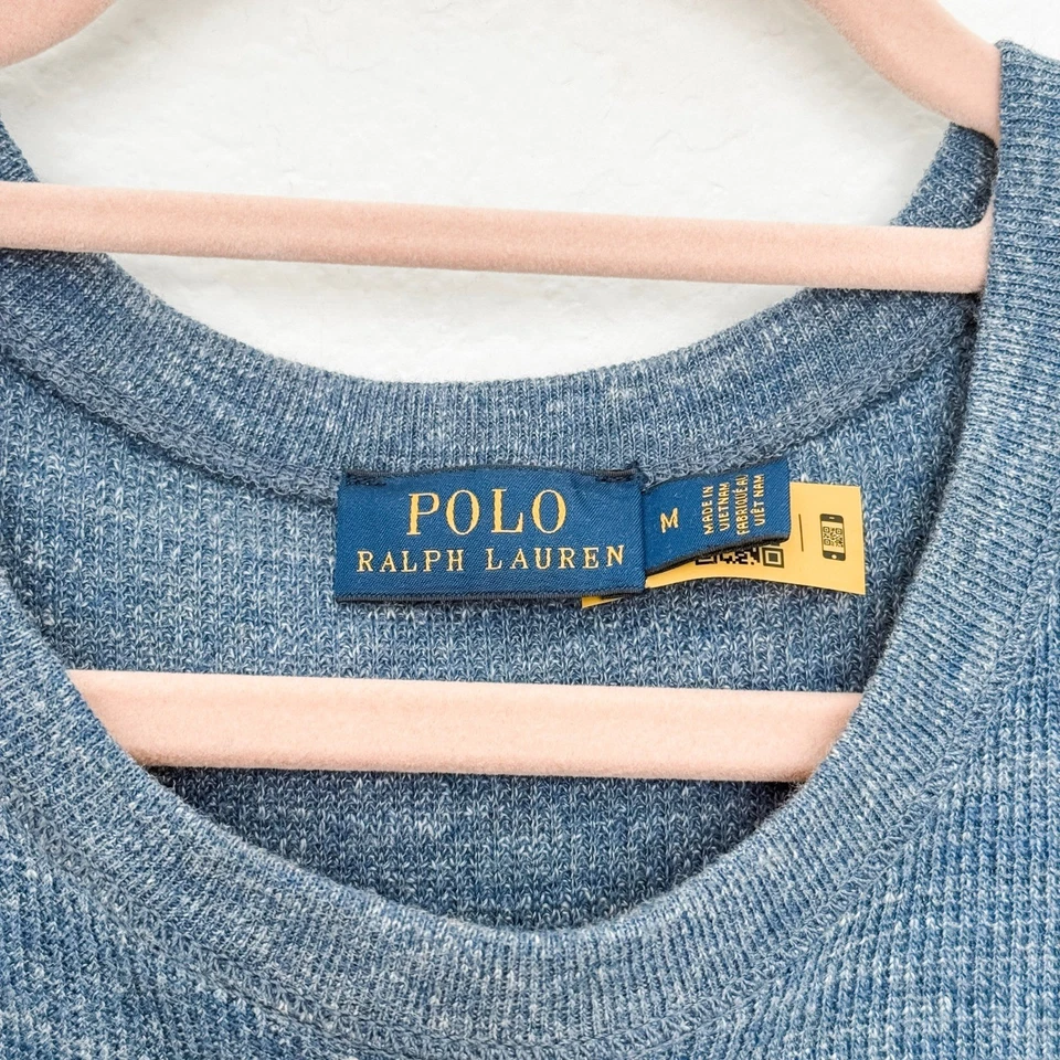 Ralph Lauren Maxi Dress Size M Blue Waffle Knit Minimalist Preppy Old Money Luxe - Image 4 of 4