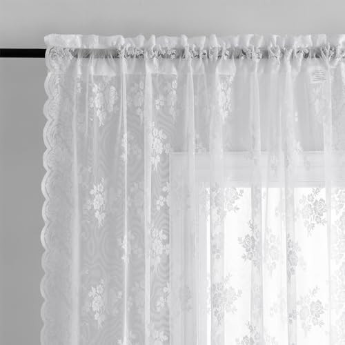 Spitzenvorhänge 36 Zoll Länge 2 Paneele, Land 42 Zoll B x 36 Zoll L (2er Pack) weiß - Bild 3 von 7