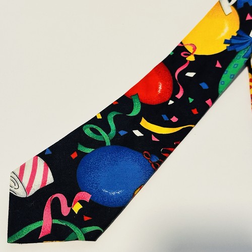Vintage Happy Birthday Party Balloon Novelty Tie Hand Sewn Teacher Science Gift