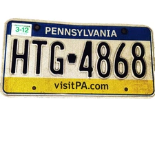 2010s Pennsylvania License Plate HTG-4868 – Embossed Metal Tag