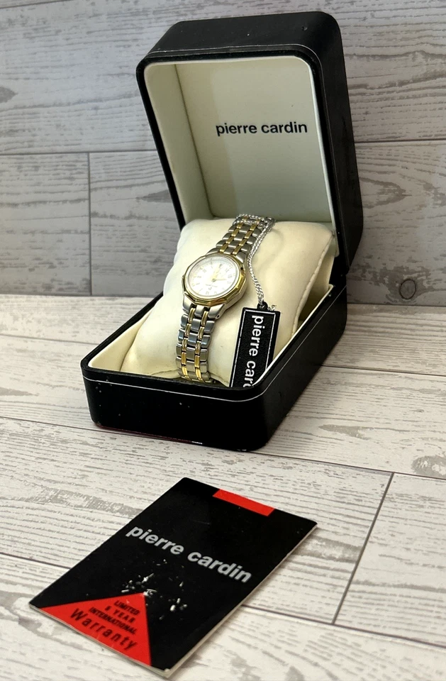 Reloj de cuarzo Pierre Cardin 25 mm tono plata/oro fecha con estuche Japón funciona Foto 4 de 4