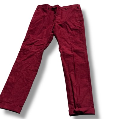 Marco Pescarolo Napoli Luxury Burgundy Cotton Trousers Size 34 US Made In Italy
