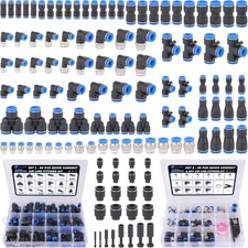 123 Pcs Quick Connect Air Line Fittings Kit Pneumatic Push Lock Air Fittings 1/8