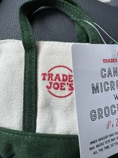 Trader Joe’s Canvas Micro Tote Bag – Viral Mini Tote – Green & Cream – SOLD OUT