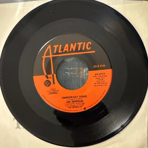 LED Zeppelin Immigrant Song/Hey Hey What Can I Do SRC 1977 Reissue Atlantic VG++