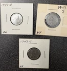 Lot of (3) 1943 Lincoln Steel Wheat Cents.  (1) 1943-d (BU), (2) 1943-s (VF/XF)