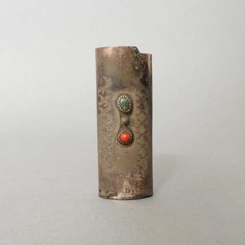 Vintage Native American Coral & Turquoise Sterling BIC Lighter Case Cover - Picture 14 of 15