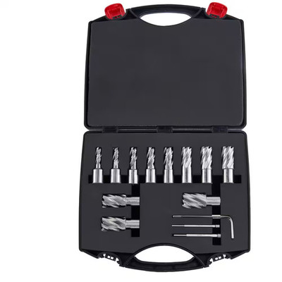 Annular Cutter Set,13 Pcs Weldon Shank Mag Drill Bits, 7/16 In. to 1-1/16 In. Cu