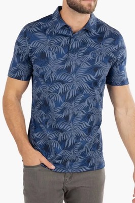 $95 TRAVIS MATHEW Men s Mountain Down Cotton Blend Golf Polo-Estate Blue-Medium