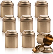 Lawei 9 Pack Tea Tins Canister with Airtight Double Lids, Mini Rose Gold 
