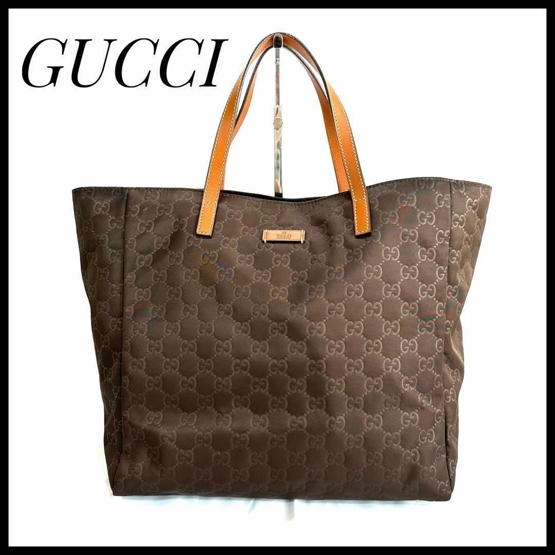 Gucci sac fourre tout nylon marron grande capacité sac à main voyage léger élégant