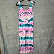 Soma Weekend Dress Womens Large Pink Tie Dye Maxi Comfy Beach Resort Boho Flowy
