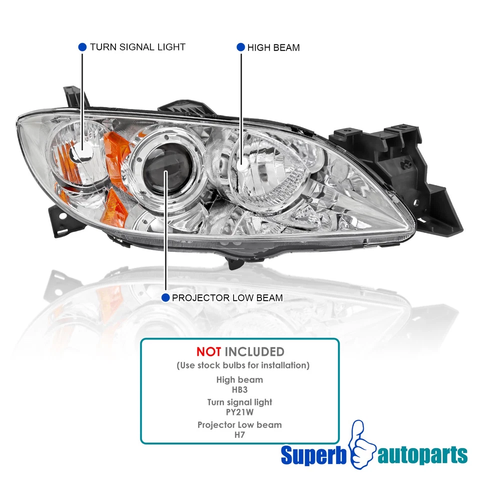 For 2004-2009 Mazda 3 Sedan Projector Headlights Replacement Left+Right Foto 4 de 4