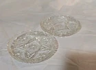 Vintage Anchor Hocking EAPC Clear Glass Set Of 2 Star Of David Coasters