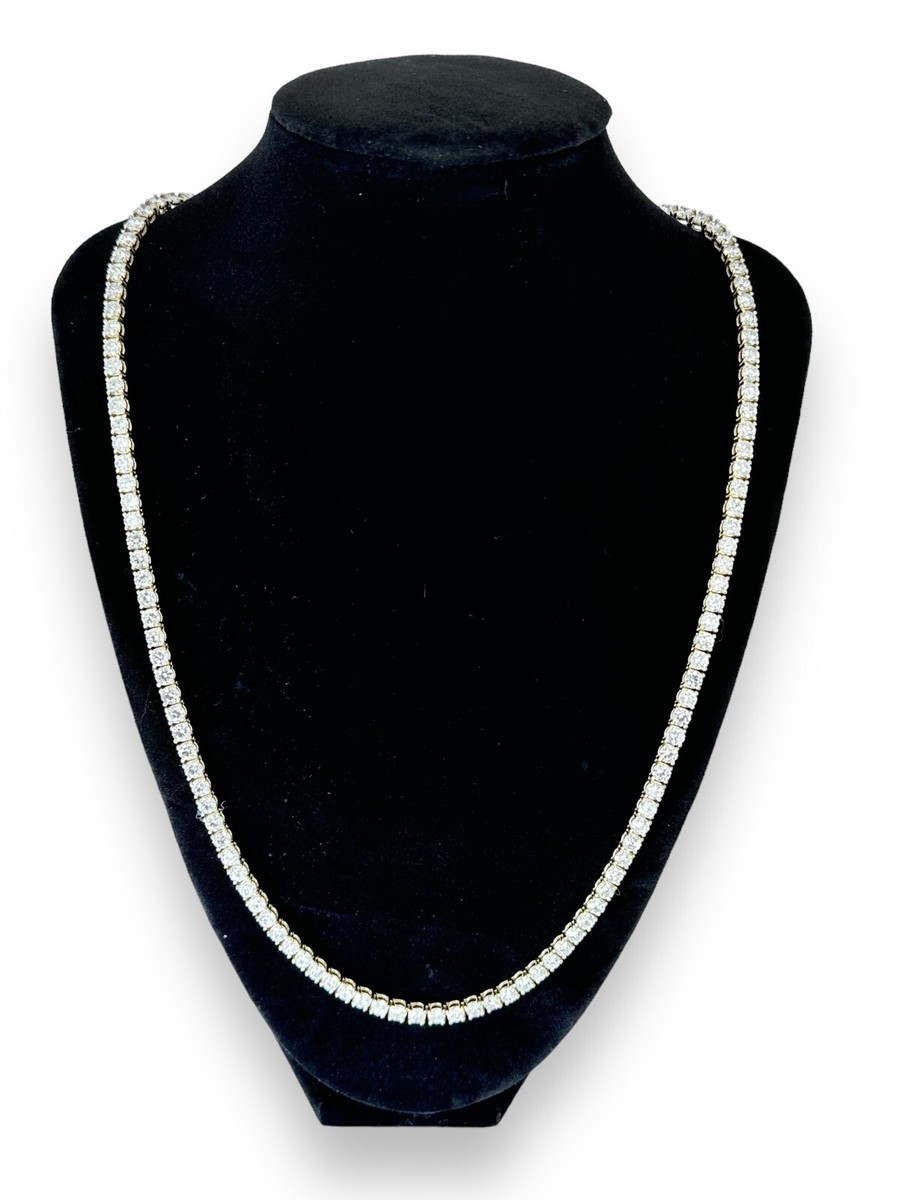 UNISEX 22 In Yellow Gold 4mm Lab IIA Diamond Tennis Necklace 33.25