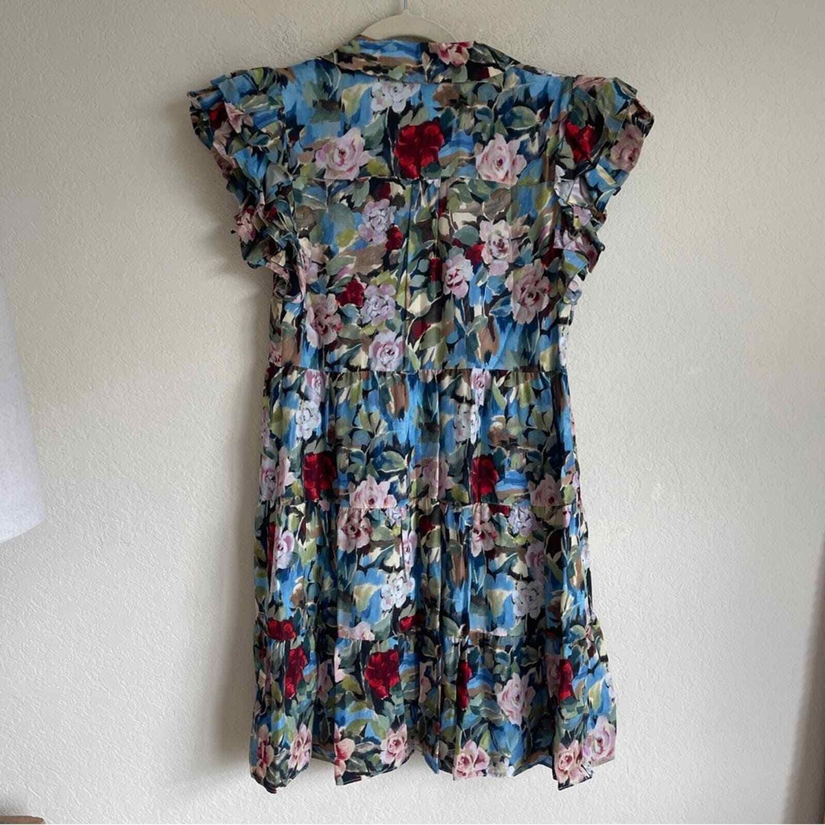 Alice + Olivia Meeko Breeze Floral Ruffled Mini Dress Button