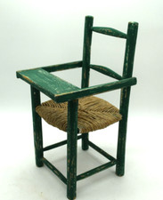 Vintage 1940s 11" x 5" Wood Baby Doll High Chair Rush Seat - RARE item X