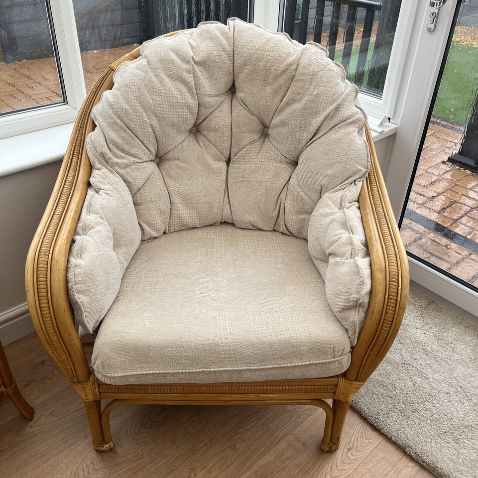 Bamboo conservatory furniture set couch; armchairs; dining table