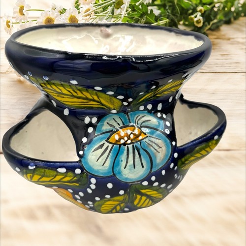 Talavera strawberry planter pot Small 3  Pockets - Picture 2 of 6