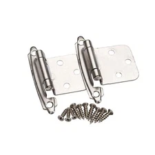10 Pair Self Closing Cabinet Door Variable Overlay Hinges Satin Nickel 495-SN