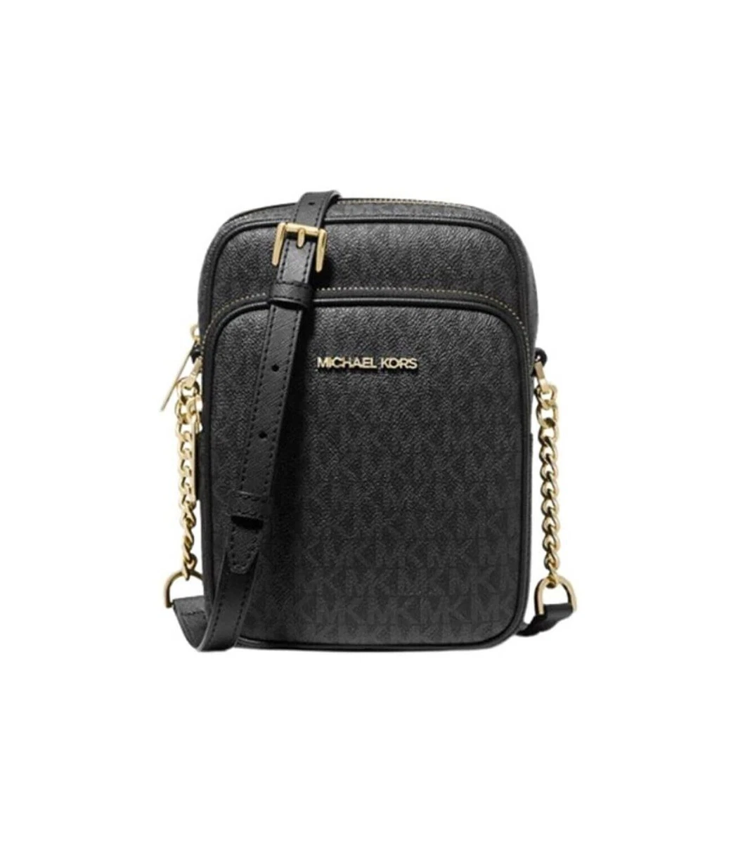 MICHAEL KORS Jet Set Travel Medium Logo Crossbody Bag (black): Handbags