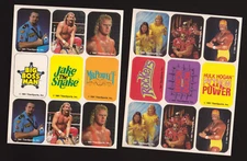 1991 2 LOT UNCUT STICKER SHEET WWE TITAN SPORTS BIG BOSS MAN ROCKERS JAKE SNAKE+