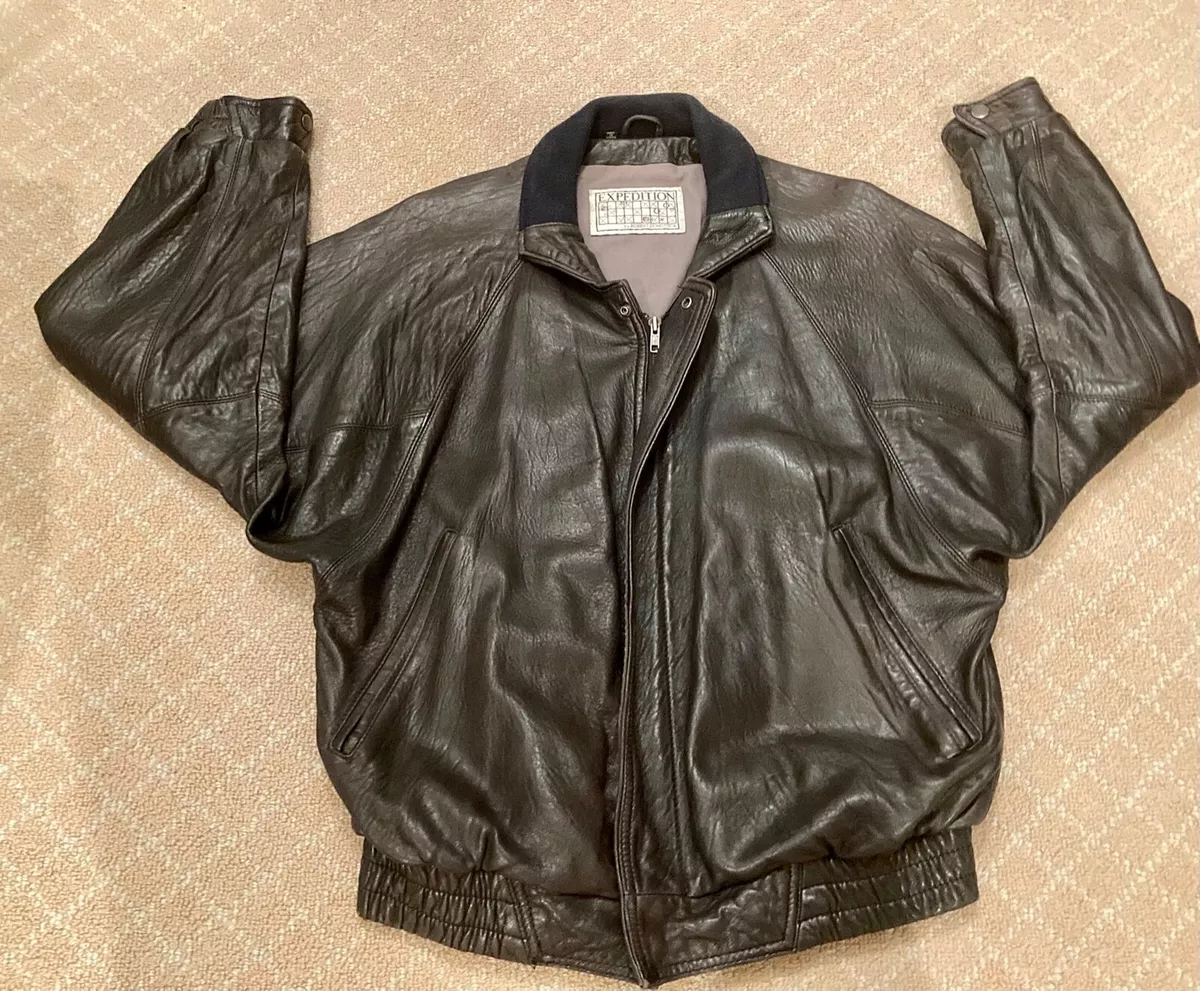 EXPEDITION MENS CLASSIC VINTAGE SOFT LEATHER BOMBER MOTORCYCLE ZIP