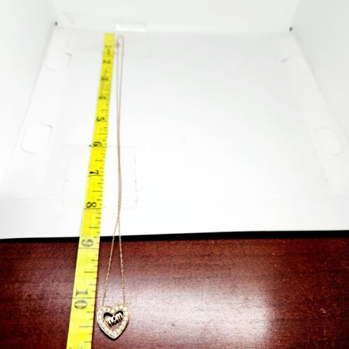 Collana con ciondolo festa della mamma diamante mamma scritta cuore amore oro giallo 10 kt 20" - Foto 6 di 8