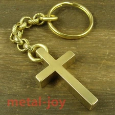 Solid Brass " Cross " Key Chain Pendant Key Holder  Keychain Key ring H028