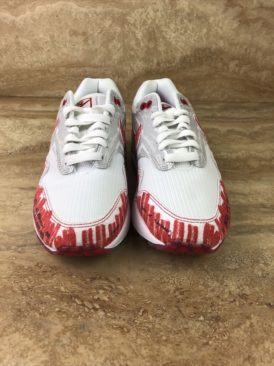 靴 NIKE AIR MAX1 SKETCH TO SHELF Nike Air Max 1 Sketch To Shelf Mens Shoes Red White Sneakers