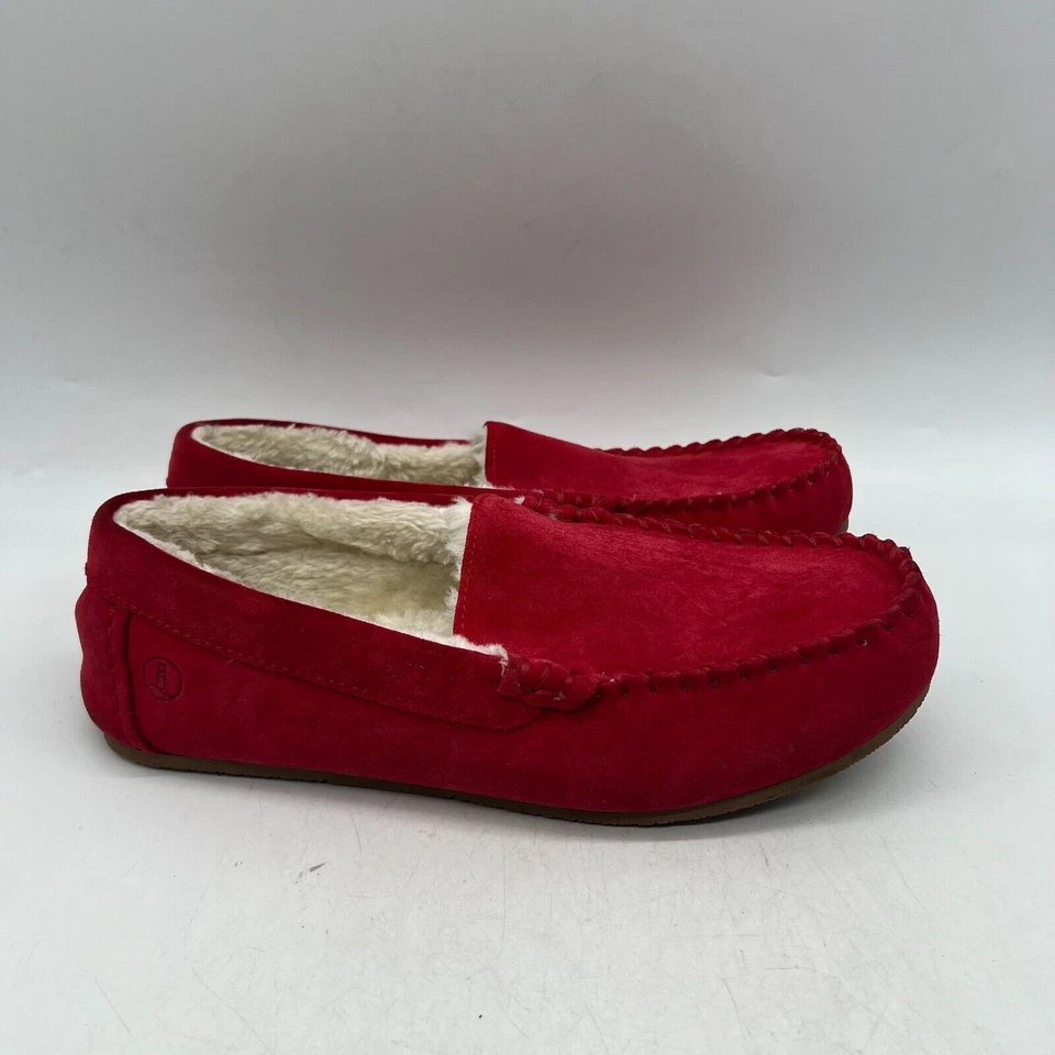 Lands' End Womens Red Suede Slip On Comfort Moccasin Slippers Size 11 D - Image 2 of 4
