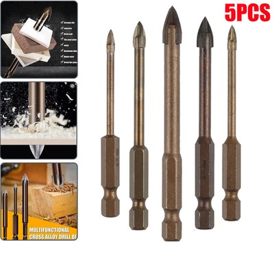 5Pcs Efficient Universal Drilling Tool Drill Bit Set 3-8mm for Wood Glass Tile