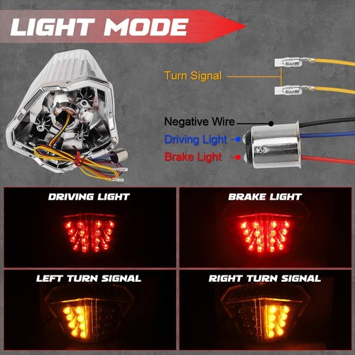 Luz trasera LED señales de giro freno funcionamiento integrado para Yamaha 2009-2017 FZ6R - Imagen 3 de 8
