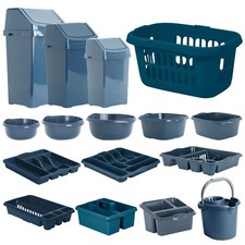 Set da cucina blu navy - Contenitori a dondolo ciotole vassoio posate scarico piatti lavandino ordinato hipster