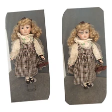 Porcelain Doll Blonde Hair Wearing Glasses & Carrying Her Book 19"