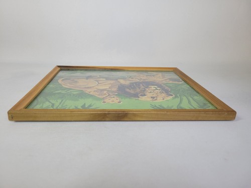 Vtg Handmade Paint By Numbers PBN Jungle Safari Lion & Cubs 8' X 10" MCM - 第 4/7 張圖片