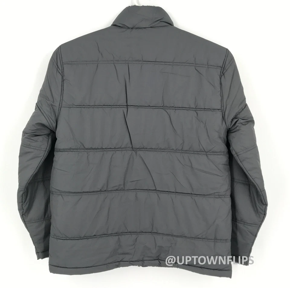 Chaqueta impermeable vintage para hombre grande gris acolchada forrada de piel sintética Foto 4 de 4