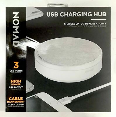 NEW Nomad WHITE 3 Port USB Fast Charging Hub with Cable Management