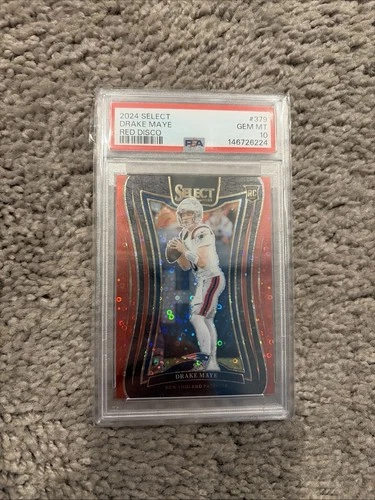 Drake Maye Select Rookie Red Disco Prizm Suite Level /49 PSA 10