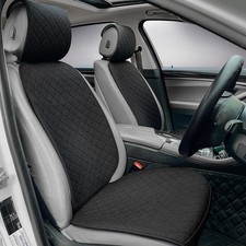 BOPUOVRE Linen Front Car Seat Covers Breathable Fabric Black