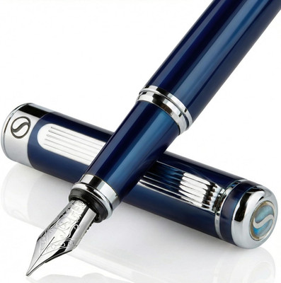 Scriveiner Midnight Blue Fountain Pen - Stunning Luxury Pen with Chrome Appointm