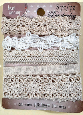 BEAD LANDING 5-Pack Ribbons - VINTAGE-THEMED LACE -18 in each