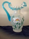 FENTON 90TH ANNIVERSARY PITCHER 1995 HANDPAINTED & SIGNED EXCELLENT CONDITION