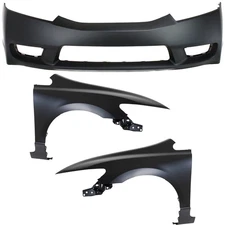 Bumper Cover Kit For 2009-2011 Honda Civic Sedan Front with RH and LH Fenders