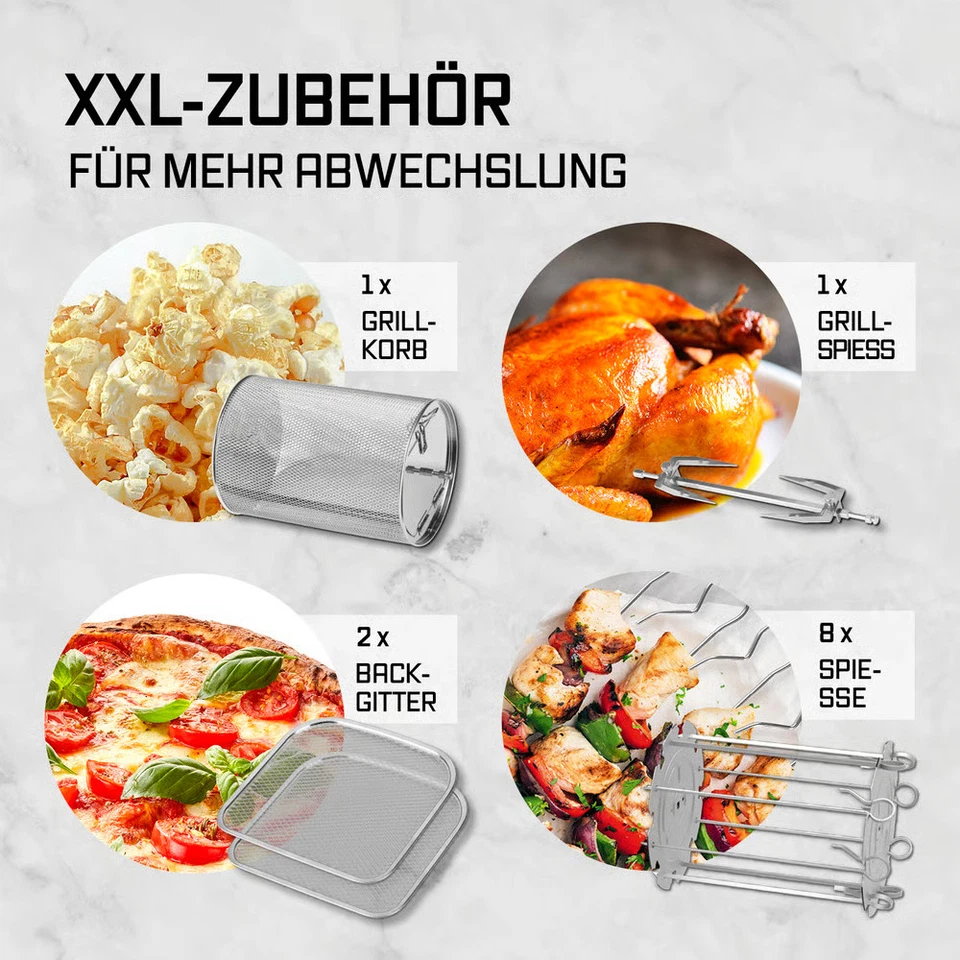 GOURMETmaxx Heißluft Backofen 12L Fritteuse Ofen Grill Dörrautomat Multigrill - Bild 4 von 4