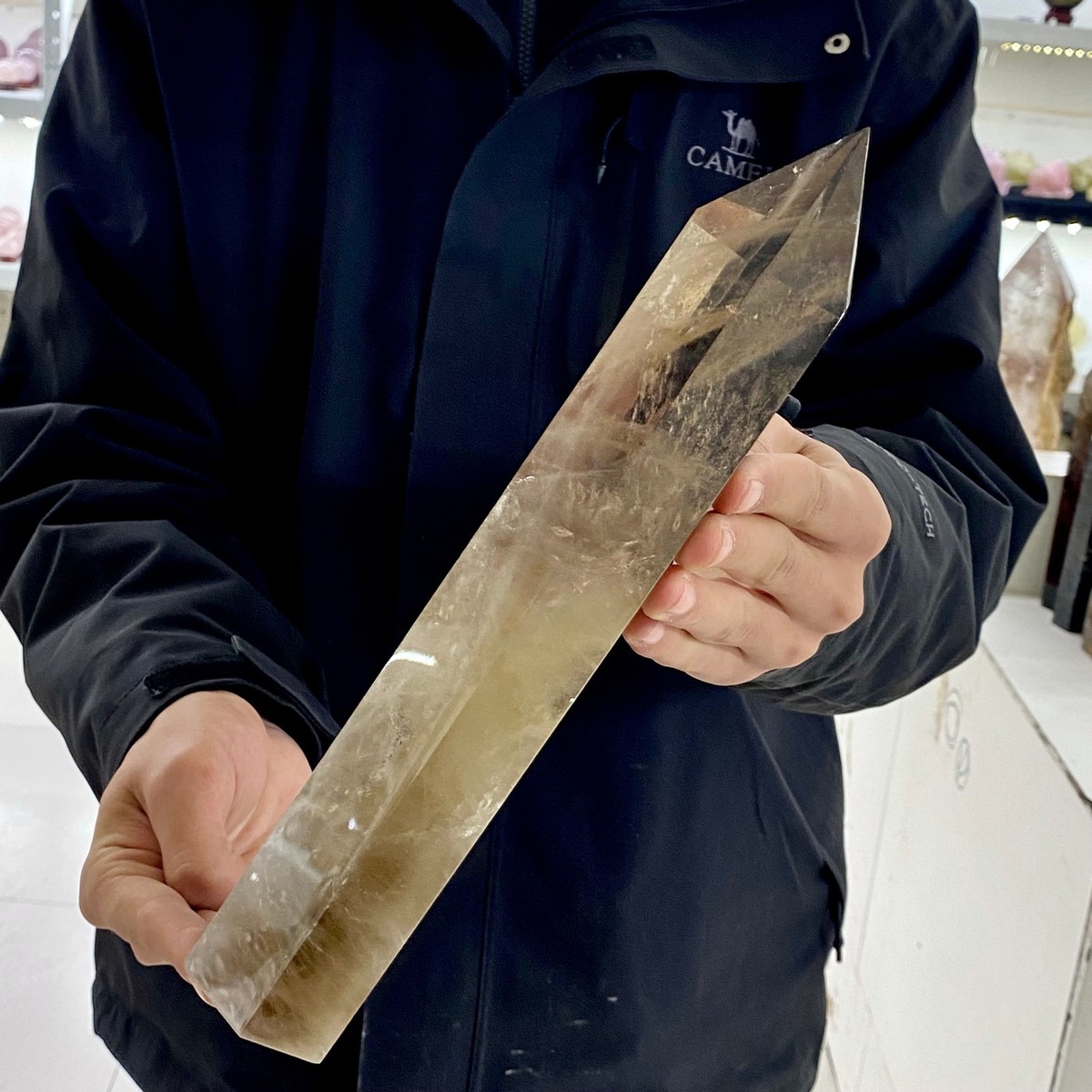 3LB Natural tea yellow crystal pillar quartz obelisk point energy healing View 4