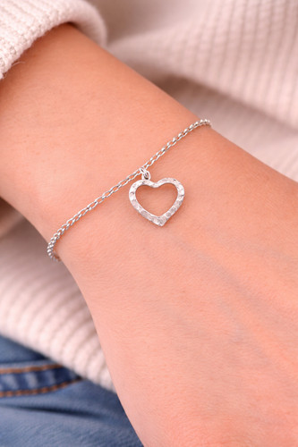 Sterling Silver Open Heart Pendant Charm