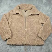 Next Women's Small Ecru Cream Teddy Borg Coat S Fleece 